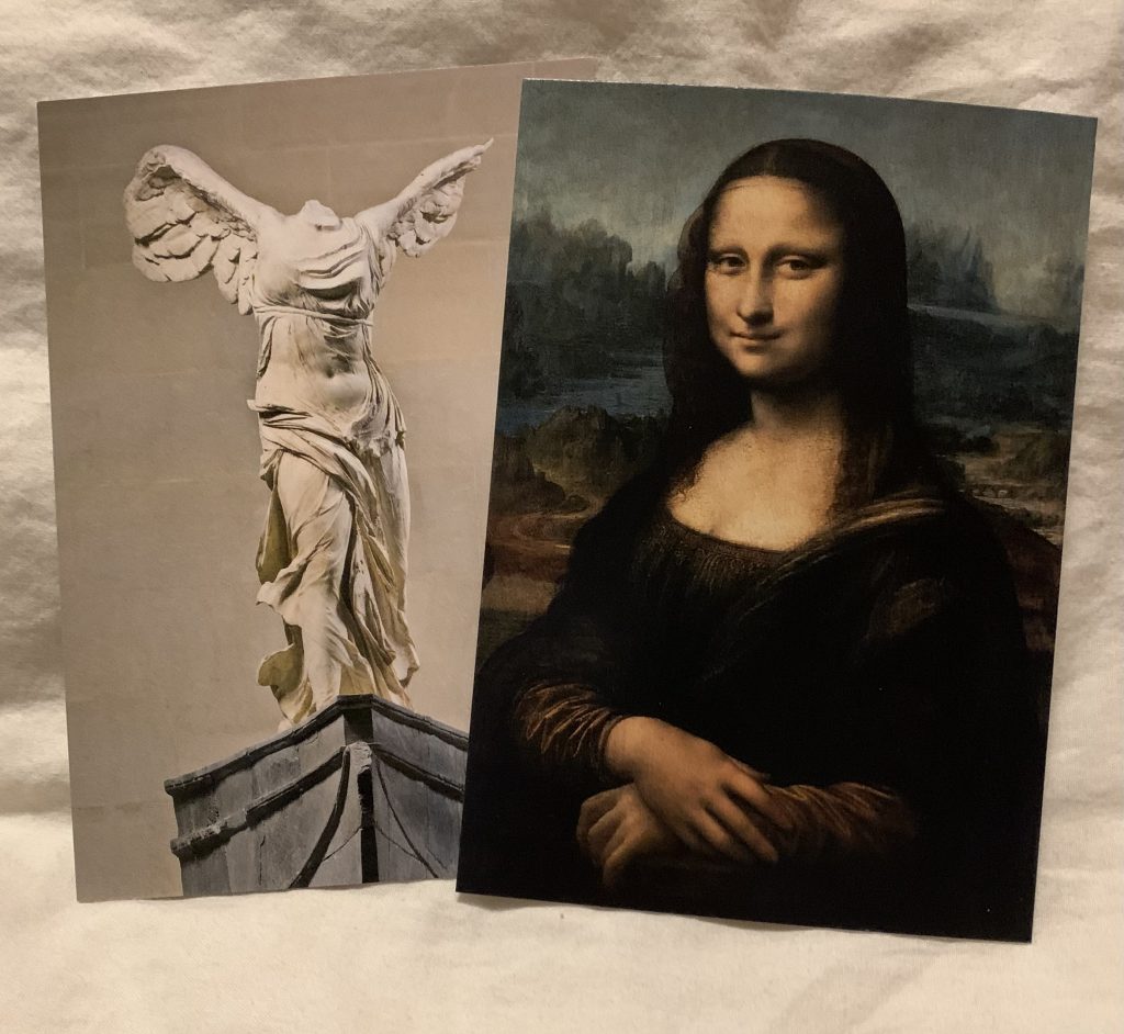 Cartes postales la Joconde et la Victoire de Samothrace par Marjorie Eclar